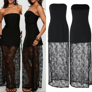 Strapless Lace Maxi Dress